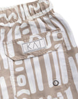 Beige Abstract Swim Shorts