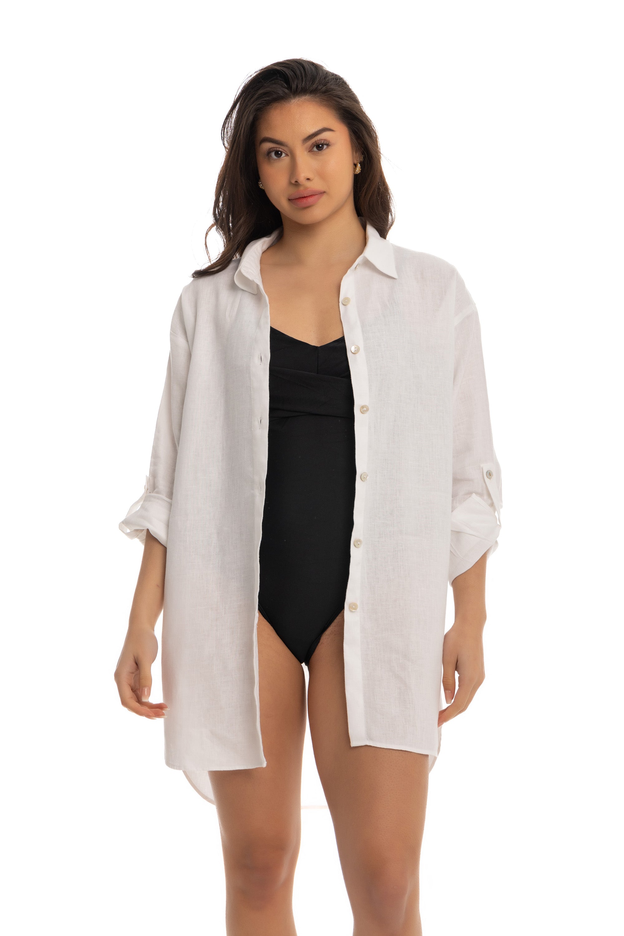 chinese dress ladies Women's White Linen Cover Up – Kai Collections