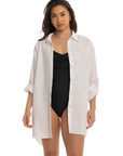 Women's White Linen Cover Up