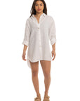 Women's White Linen Cover Up