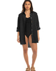 Women's Black Linen Cover Up