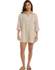 Women's Beige Linen Cover Up