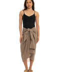 Olive Cotton Crinkle Sarong Wrap