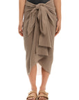 Olive Cotton Crinkle Sarong Wrap