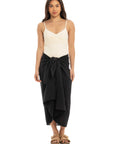 Black Cotton Crinkle Sarong Wrap