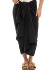 Black Cotton Crinkle Sarong Wrap