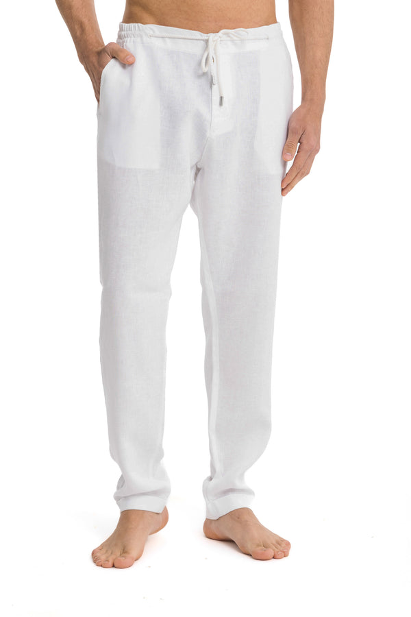 Men`s White Linen Pants