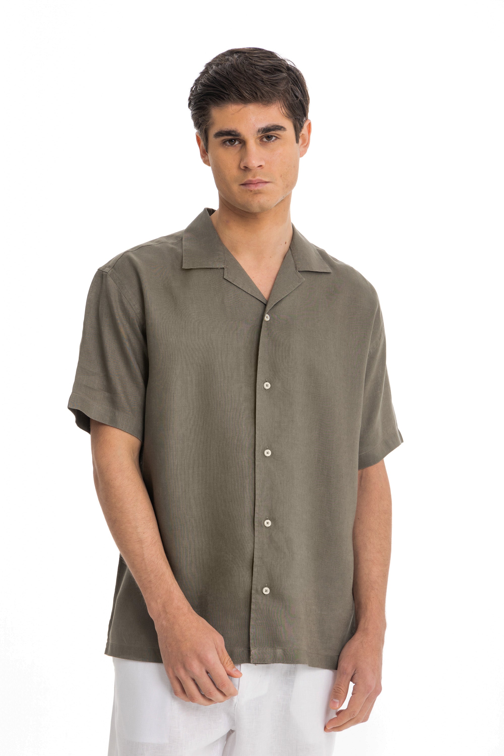 Taupe Cuban Linen Shirt