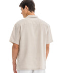 Beige Cuban Linen Shirt Short Sleeve