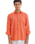 Men's Coral Linen Shirt