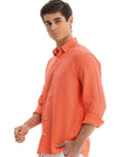 Men's Coral Linen Shirt