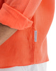Men's Coral Linen Shirt