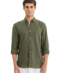 Men's Olive Linen Shirt
