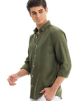 Men's Olive Linen Shirt