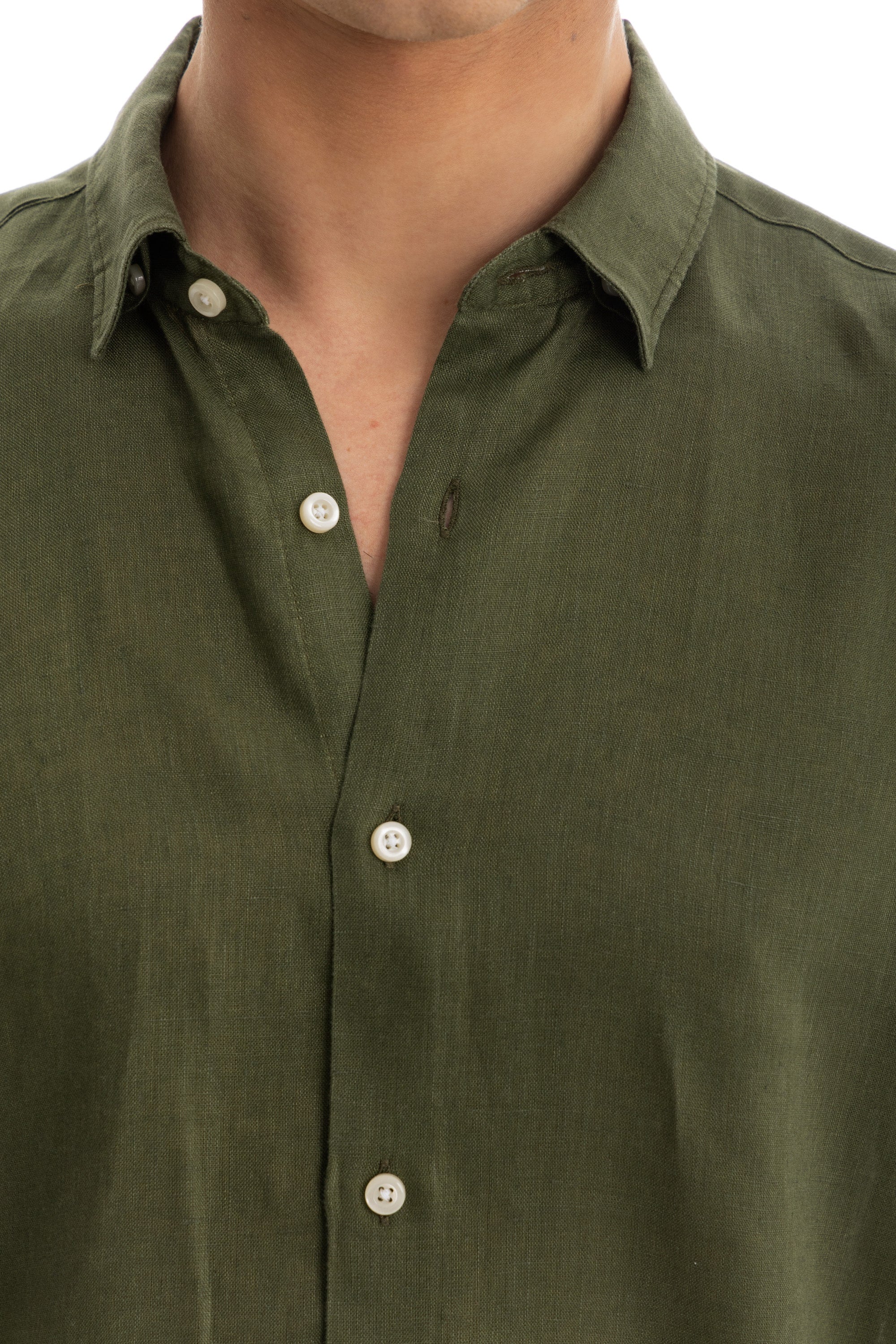 Men's Olive Linen Shirt