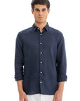 Men's Navy Linen Shirt