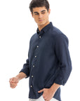 Men's Navy Linen Shirt