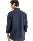 Men's Navy Linen Shirt