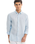 Men's Sky Blue Linen Shirt