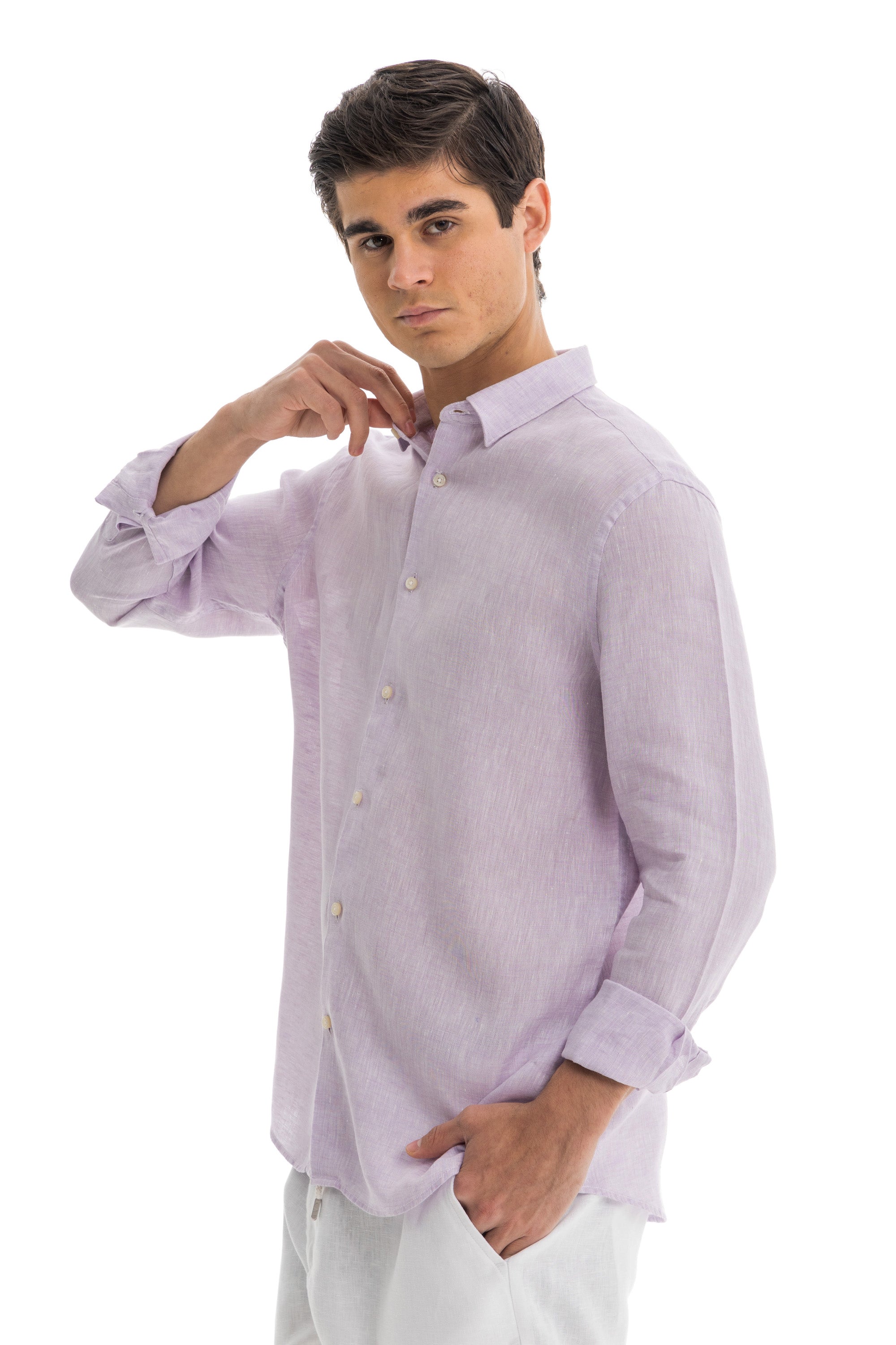 Men's Lilac Linen Shirt