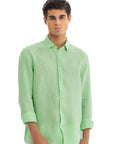 Men's Apple Green Linen Shirt
