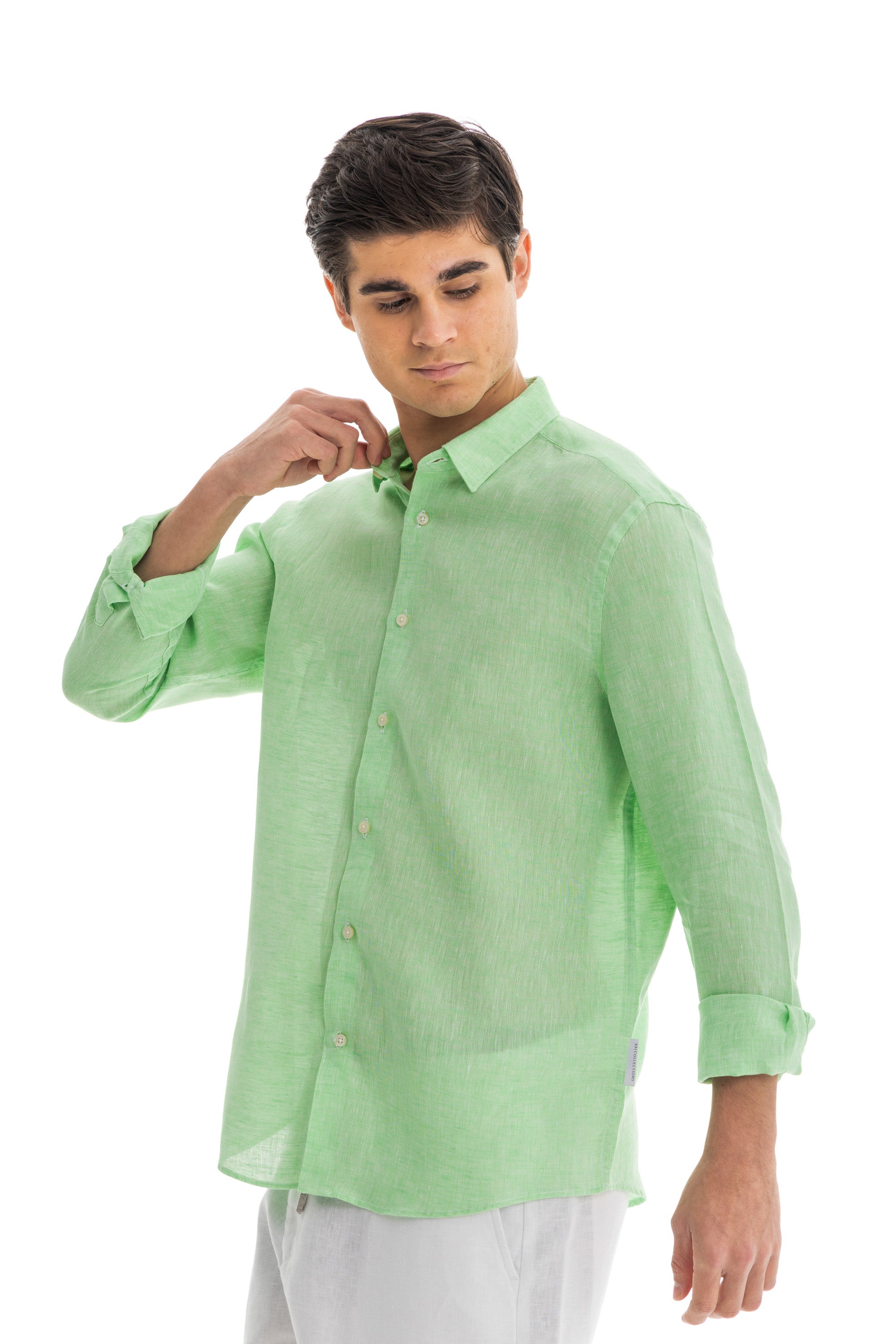 Men's Apple Green Linen Shirt Kai Collections Men's Apple Green Linen Shirt Kai Collections
