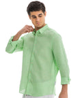 Men's Apple Green Linen Shirt
