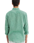 Men's Green Melange Linen Shirt