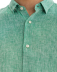 Men's Green Melange Linen Shirt
