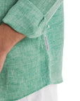 Men's Green Melange Linen Shirt