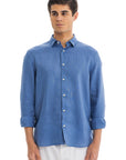 Men's Cobalt Blue Linen Shirt