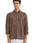 Men's Brown Linen Shirt