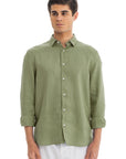 Men's Pistachio Linen Shirt