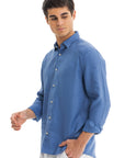 Men's Cobalt Blue Linen Shirt