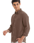 Men's Brown Linen Shirt