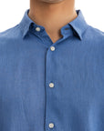 Men's Cobalt Blue Linen Shirt