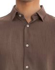 Men's Brown Linen Shirt