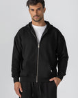 Black French Terry Zip Up Hoodie