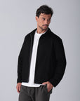 Black Gabardine Zipper Jacket