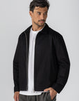 Black Gabardine Zipper Jacket