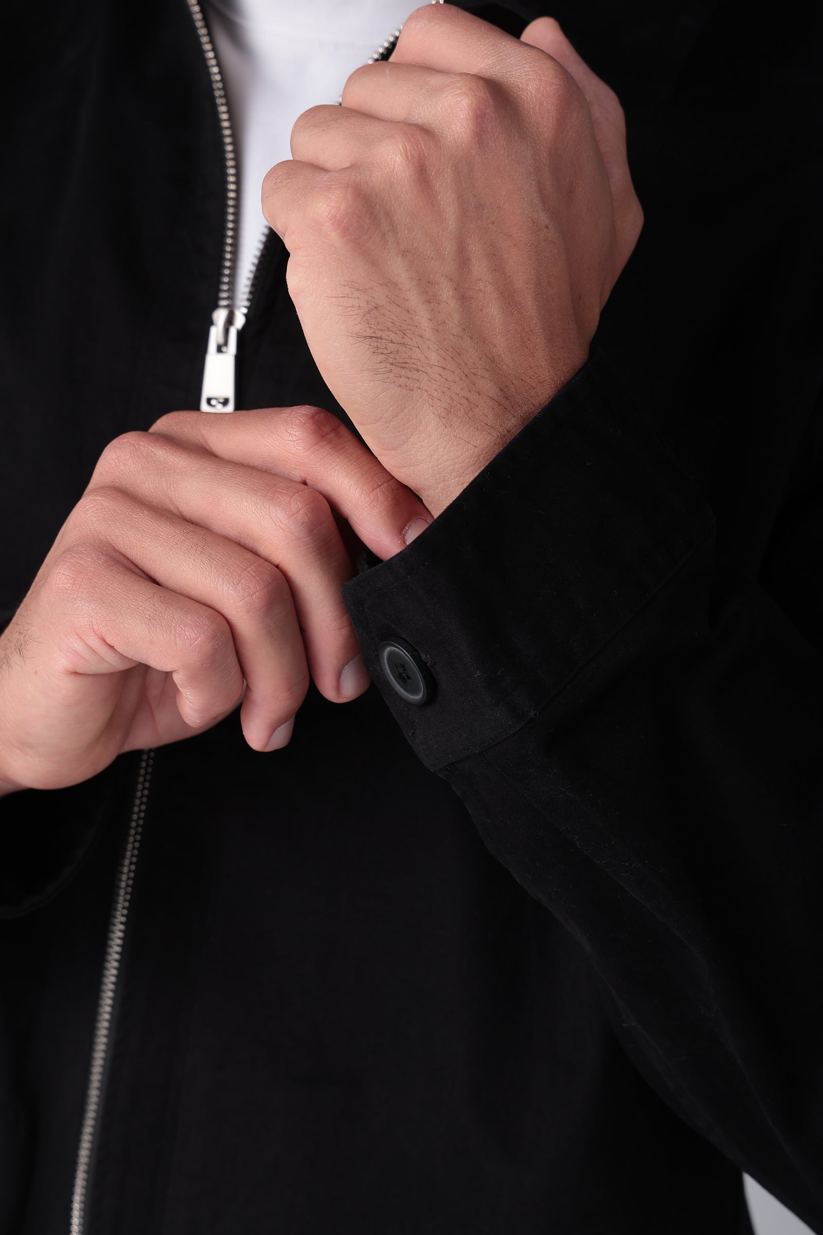 Black Gabardine Zipper Jacket