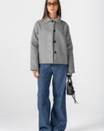 Women's Grey Wool Button Jacket