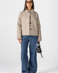 Women's Beige Wool Button Jacket