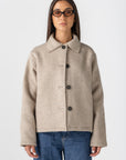 Women's Beige Wool Button Jacket