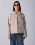 Women's Beige Wool Button Jacket
