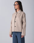 Women's Beige Wool Button Jacket