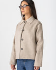 Women's Beige Wool Button Jacket