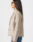 Women's Beige Wool Button Jacket