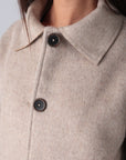 Women's Beige Wool Button Jacket