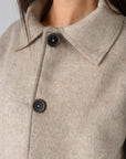 Women's Beige Wool Button Jacket